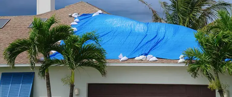 Emergency roof tarping after a Central Florida storm
